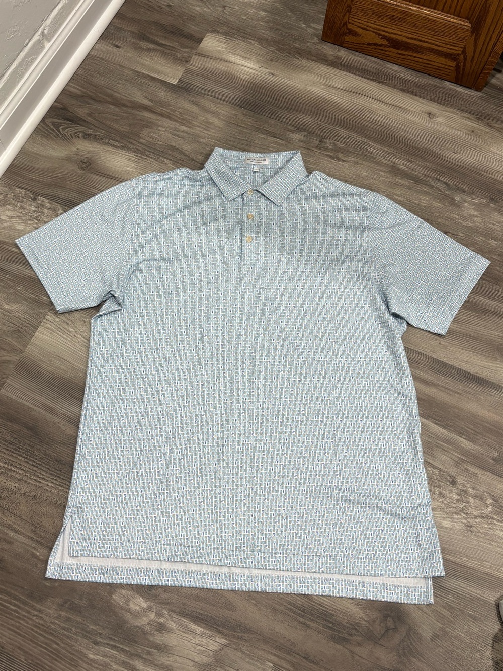 Peter Millar Light Blue Micro-Pattern Polo